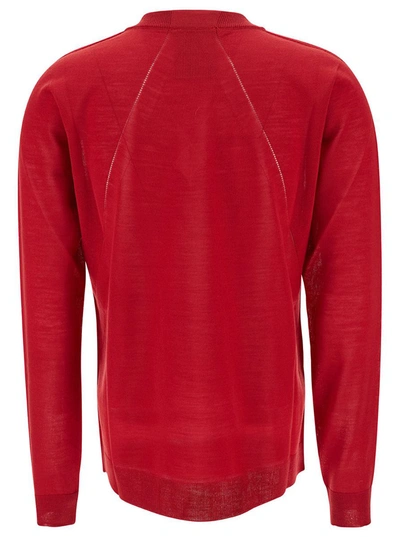 Shop Semicouture 'nikita' Red Pullover With V Neckline And Ribbed Trim In Wool Woman