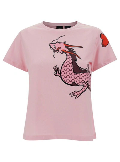 Shop Pinko Quentin T-shirt Jersey Logo In Pink