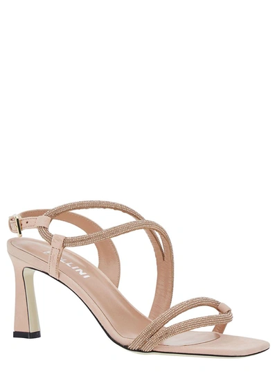 Shop Pollini 'bling Bling' Pink Sandals With Rhinestone Detail In Suede Woman