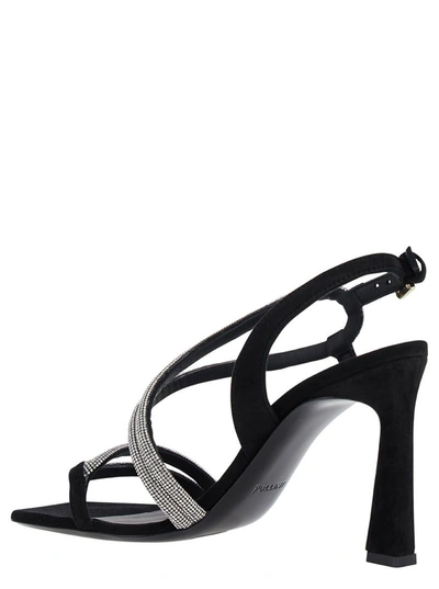 Shop Pollini 'bling Bling' Black Sandals With Rhinestone Detail In Suede Woman