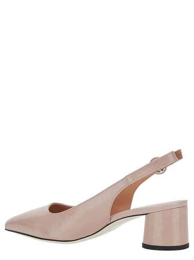 Shop Pollini Pink Slingback Pumps With Block Heel In Leather Woman