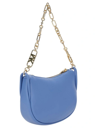 Shop Michael Michael Kors Light Blue Shoulder Bag With Logo Detail In Leather Woman