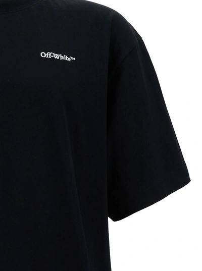 Shop Off-white Black Crewneck T-shirt With Arrow Embroidery In Cotton Man