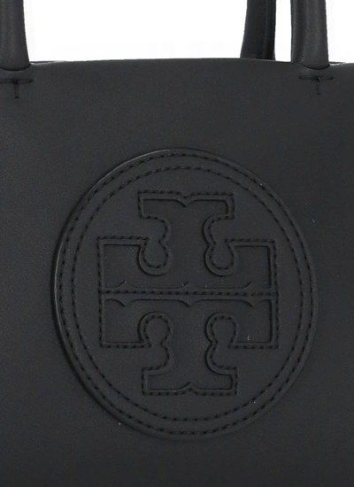 Tory Burch Handbag With Embossed Logo On The Front In Black