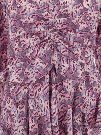 Shop Isabel Marant Mini Pink Dress With All-over Graphic Print In Stretch Silk Woman
