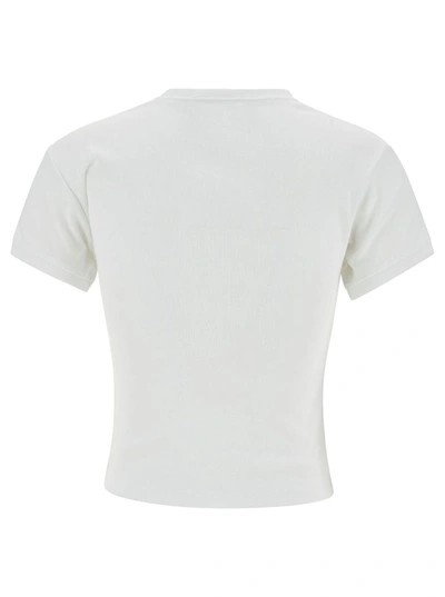 Shop Coperni White T-shirt With V Neckline And Logo In Cotton Woman