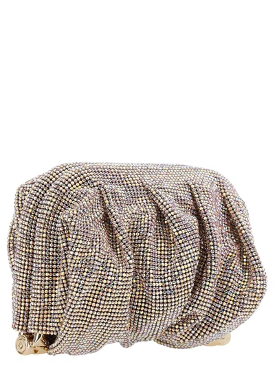 Shop Benedetta Bruzziches 'venus La Petite' Pink Clutch Bag In Fabric With Allover Crystals Woman