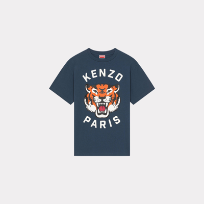 Shop Kenzo T-shirt Oversize Unisexee ' Lucky Tiger' Unisexe Bleu Nuit In Dark Blue