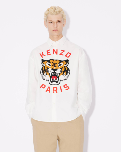 Shop Kenzo Chemise ' Lucky Tiger' Homme Blanc