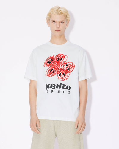 Shop Kenzo Drawn Varsity' Embroidered T-shirt Off White