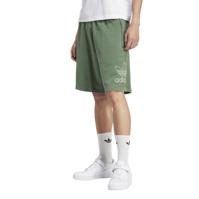 Shop Adidas Originals Mens  Adicolor Outline Trefoil Shorts In Green Oxide/white