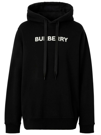 Shop Burberry Logo Hoodie In Black