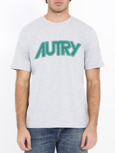 Shop Autry Logo Tshirt In Grey