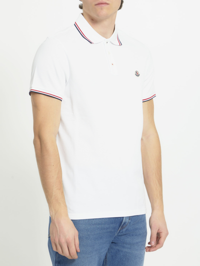 Shop Moncler Cotton Polo Shirt With Logo In White