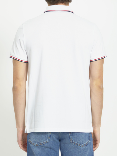 Shop Moncler Cotton Polo Shirt With Logo In White