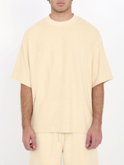 Shop Burberry Cotton Towelling Tshirt In Beige