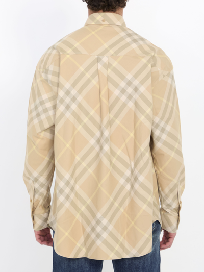 Shop Burberry Check Cotton Shirt In Beige