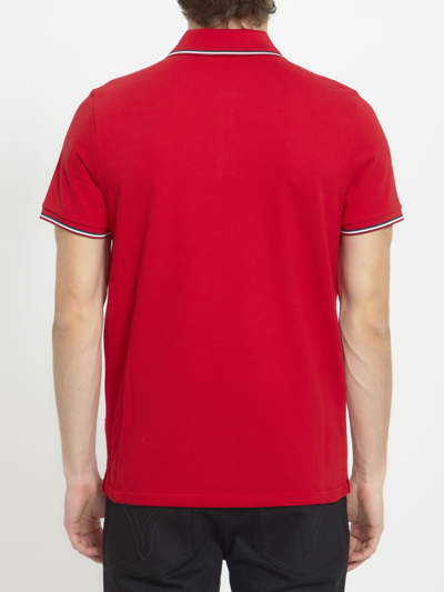Shop Moncler Cotton Polo Shirt With Logo In Red