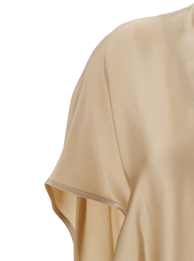 Shop Semicouture Gabrielle Beige Blouse Shirt With V Neckline In Silk Blend Woman