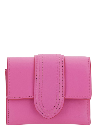 Shop Jacquemus Le Compact Bambino Pink Wallet With Magnetic Closure In Leather Woman