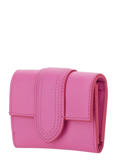 Shop Jacquemus Le Compact Bambino Pink Wallet With Magnetic Closure In Leather Woman