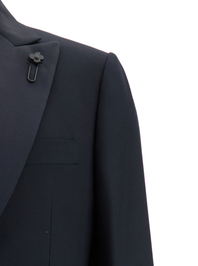 Lardini Blue Single-breasted Suit With Peak Revers In Blu
