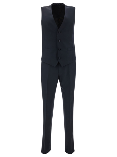 Lardini Blue Single-breasted Suit With Peak Revers In Blu