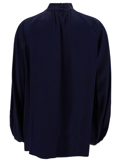Shop Semicouture Jazmin Blue Blouse With Cut-out In Acetate And Silk Woman