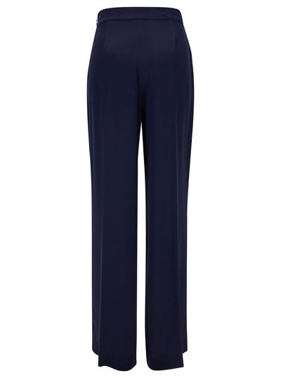 Shop Semicouture Emerson Blue Straight Loose Pants In Acetate And Silk Blend Woman