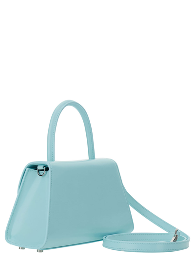 Shop Self-portrait Mini Light Blue Handbag With Swarowski Bow In Leather Woman