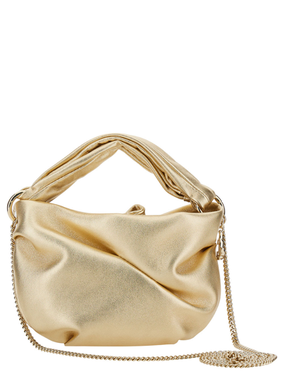 Shop Jimmy Choo Bonny Gold-colored Handbag With Braided Handle In Metallic Leather Woman