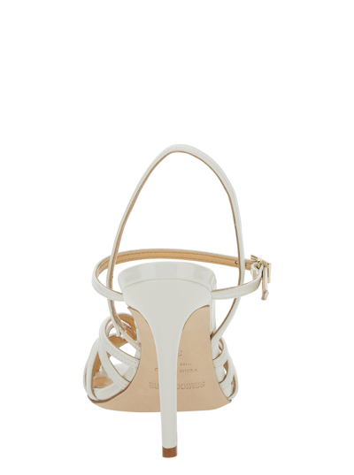 Semicouture White Sandals With Front Cage In Patent Leather Woman In White