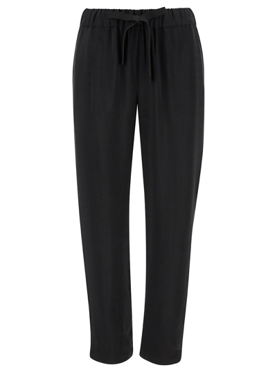 Shop Semicouture Black Pants With Drawstring Closure In Viscose Woman