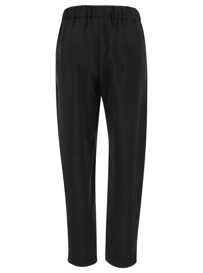 Shop Semicouture Black Pants With Drawstring Closure In Viscose Woman