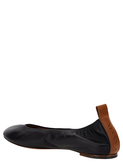 Shop Lanvin Black Ballet Flats In Leather Woman