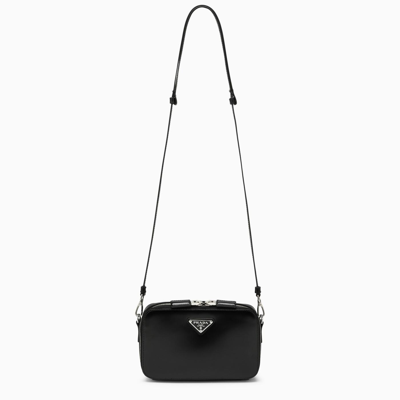 Shop Prada Brique Bag In Black Brushed Leather In Nero