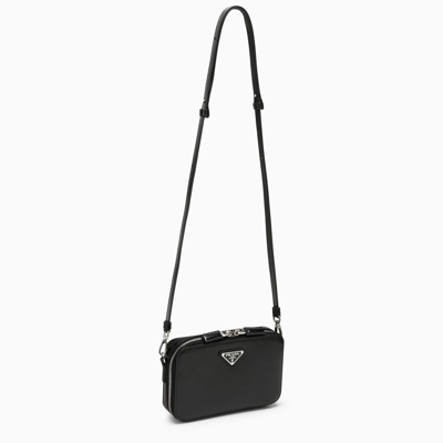 Shop Prada Brique Bag In Black Brushed Leather In Nero
