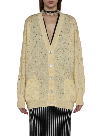 Shop Alessandra Rich Cardigan In Pale Yellow