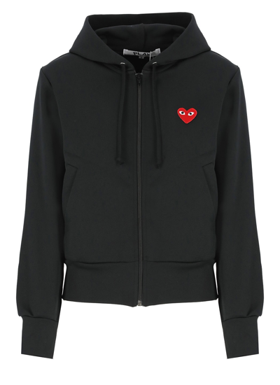 Shop Comme Des Garçons Play Hoodie With Logo In Black