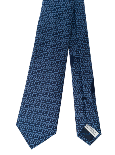 Shop Ferragamo Light Blue Tie With Gancini Jacquard In Silk Man