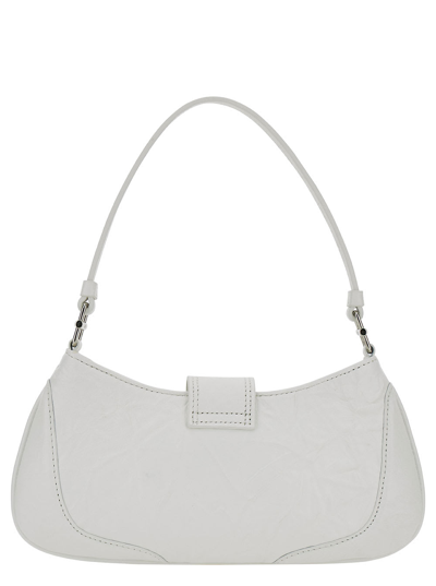 Shop Osoi Small Brocle White Shoulder Bag In Hammered Leather Woman