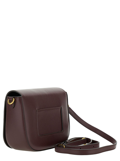 Shop Mulberry Brown Crossbody Bag With Engraved Logo Detail In Hammered Leather Woman
