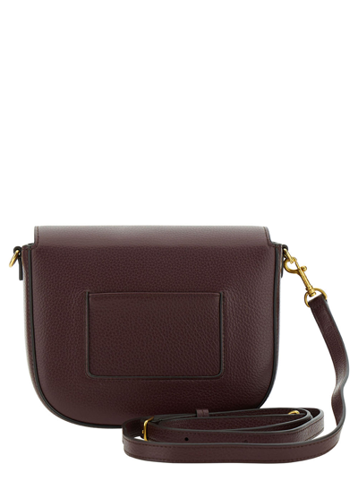 Shop Mulberry Brown Crossbody Bag With Engraved Logo Detail In Hammered Leather Woman