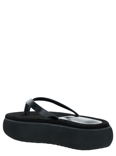 Shop Osoi Boat Black Flip Flops With Chunky Sole In Leather Woman