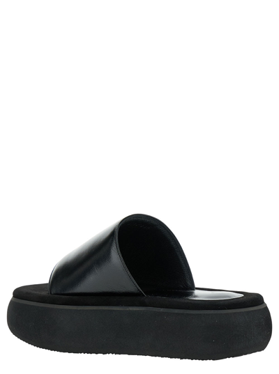 Shop Osoi Black Padded Slides With Chunky Sole In Leather Woman