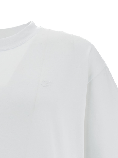 Shop Off-white White Crewneck T-shirt With Tonal Embroidery In Cotton Man