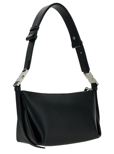 Shop Osoi Bean Twee Black Shoulder Bag With Logo Plaque In Leather Woman