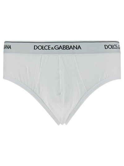 Shop Dolce & Gabbana White Briefs With Branded Waistband In Cotton Man