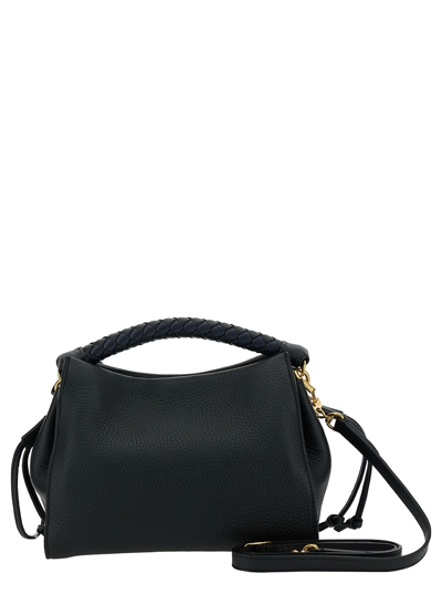Shop Mulberry Small Iris Black Handbag With Logo Detail In Hammered Leather Woman