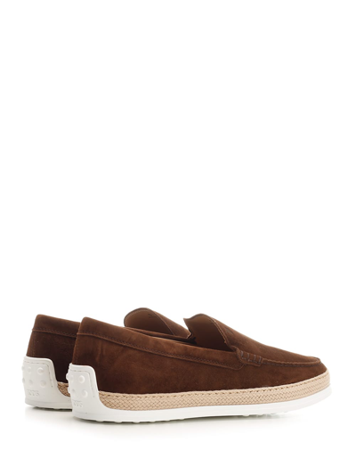 Shop Tod's Loafer In Soft Suede In Brown